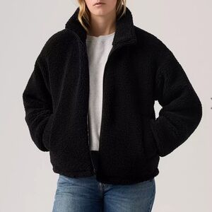NWT Levi's Black Teddy Sherpa Zip-Up Jacket